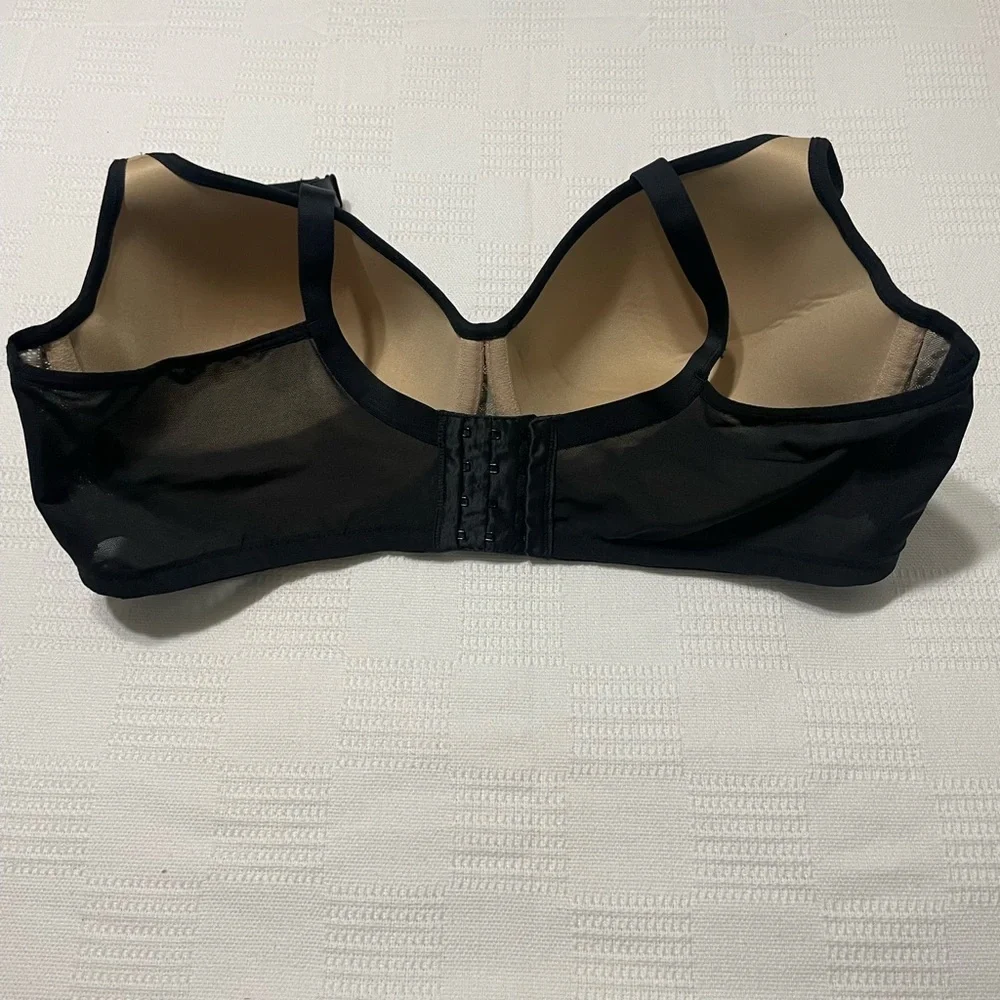 Cacique 44DD  Full Coverage  black lace  Bra with tan lining